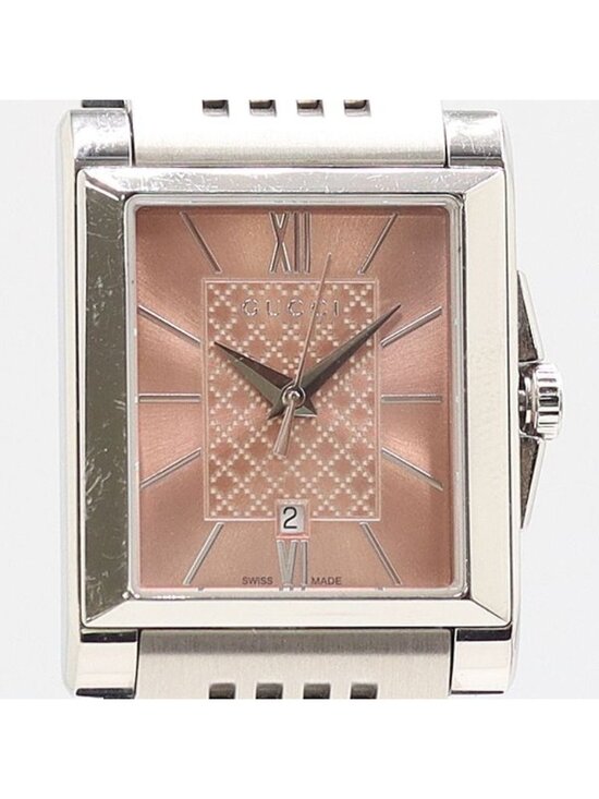 Gucci And Rectangle 138.5 Quartz Date Pink Dial Watch